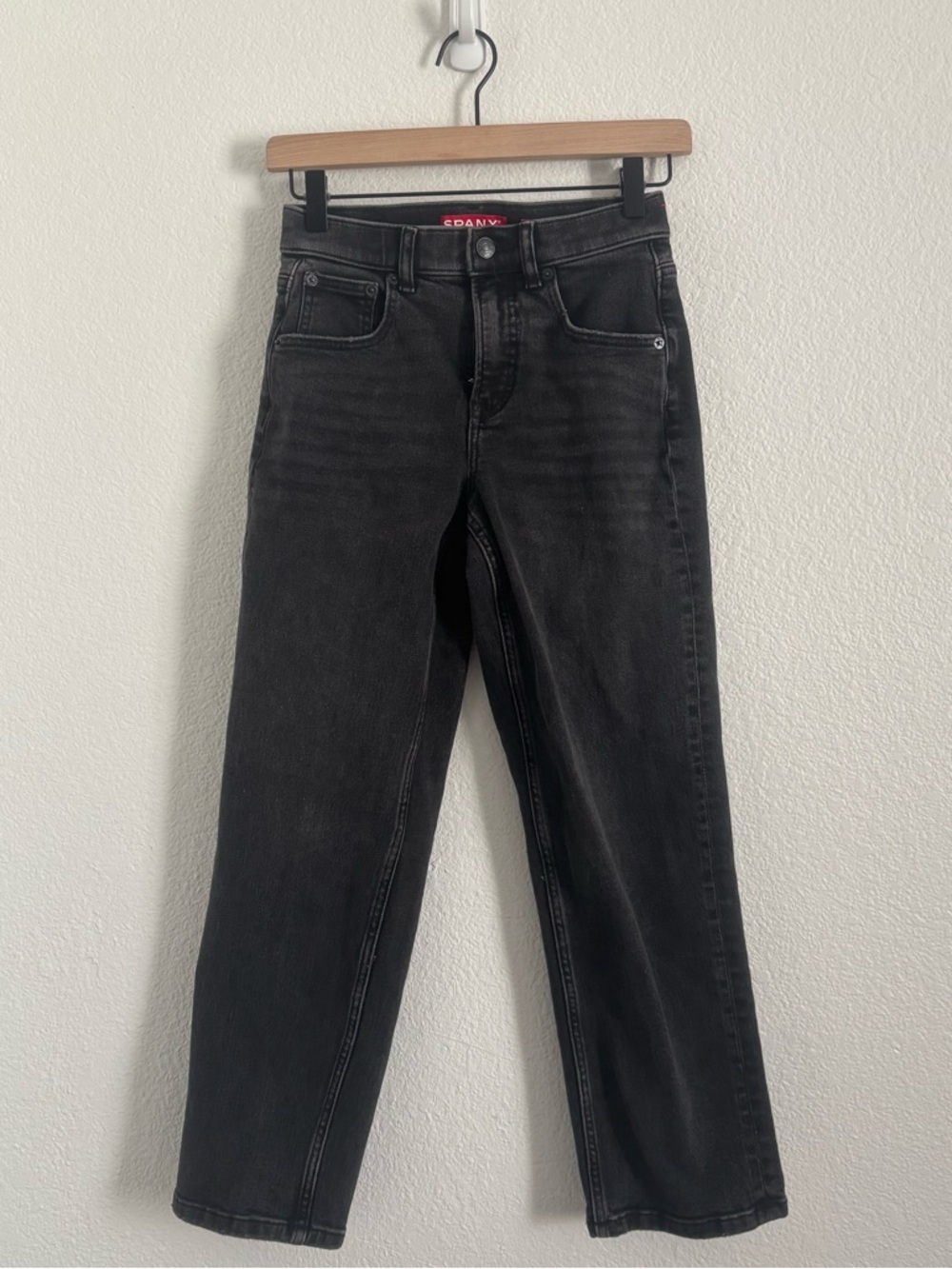 Spanx Women's Size XS Petite Black Wash Straight Leg Jeans